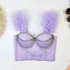 Kadın Tankları Irene Tinnie Seksi Moda Kayışı Sırtsız Tank Top Lady Feather Corset Kadın Camis Sütyen İçinde Push Yukarı Bralette Giysileri