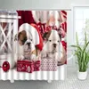 Shower Curtains Merry Christmas Cute Funny Santa Claus Moon Cedar Winter Forest Landscape Decor Bathroom Curtain Sets