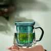 Copas de vino, té de cristal, separación de agua, tazas de té de flores, alto nivel de apariencia, taza resistente al calor, oficina, hogar Simple para mujer