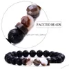 Beaded Slice Tiger Eye Rands Agate Black Glitter Stone Armband Vulkanic Drop Delivery OTGN7