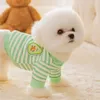 Dog Apparel Clothes Supplies Can Legged Avocado Two Tow Green Winter Warm Striped Clothing Pet Teddy Sweaters Puppies
