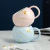 Tasses espace tasse avec couvercle planète céramique décor à la maison forme café lait thé tasse créative gobelets cadeau pour anniversaire