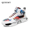 Stiefel High Top Herren Sneakers Schuhe Herbstplattform atmungsaktive Graffiti -Leinwand und Pu Man Schuh Tenis Maskulino Zapatillas Hombre