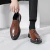 Chaussures décontractées simples pour hommes en cuir véritable semelles souples confortables bureau d'affaires formel à lacets