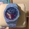 Zegarek dostawcy hurtowo luksusowy hip -hop pełny diament lodowany mrożony według moissanite kwarcowy zegarek