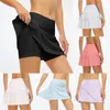 Lu Lycra fodrad justera shorts Skort Summer Tennis Wear Pleated kjol LL Running Athletic kjolar Kvinnor Yoga Sports fiess klänning med fickövning