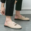 캐주얼 신발 스웨이드 가죽 음절 노새 남자 남성 여름 패션 디자이너 남자 고급 Zapatillas Hombre Slip on