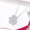 Collana con fiori di trifoglio portafortuna realizzata con pendente in oro 18 carati con diamanti pieni, catena per colletto, gioielli da regalo per donne