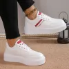 Sapatos Plataforma de prata dourada Vulcanizada tênis Mulheres 2024 Primavera PU Couro Running Sapatos Mulher PLUS TAMANHO 43 Sapatos casuais de salto plano