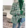 Wool Blends Winter Green Plaid Women Trench Płaszcze ciężkie wełniane kurtki Blazer Koreańskie ubrania modowe Y2K Urban Chic Overcoat Dhj6x