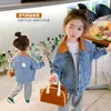 Jassen 3-8 jaar oud meisje lente herfst kleding mode Hong Kong stijl denim jas baby om casual losse tij te dragen