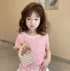 ベビーパールバッグIns韓国のミニハンドバッグソリッドカラー手織りアクリルビーズ子供ハンドバッグ女の子の財布
