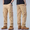 Męskie spodnie 2024 Bawełniane ładunki mężczyźni w stylu wojskowym trening taktyczny proste spodnie odstrzewane w luźnej kieszonkowej workowate
