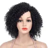 Perruques 1B Black Afro Curly Wigs pour femmes partie latérale Synthétique CHEVEUR CHELS CHEUR FULLE CHEUR AMÉRICAU