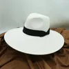 Chapeaux Panama blancs d'été noir pour femmes, chapeau d'église Fedora en paille pour dames, large bord de 125cm, plage, vacances en plein air, chapeau de soleil 240320