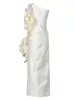 Lässige Kleider Sexy ärmelloses 3D-Blumen-Midikleid für Damen, trägerlos, Dekoration, dünn, elegant, Abendparty, Promi