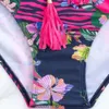 Сексуальный цельный купальник ARXIPA бикини для женщин, купальный костюм со средней талией, мягкая пляжная одежда, бразильский цветочный принт, ажурный повод, шнуровка, глубокий V-образный вырез