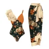 Kvinnors badkläder tryckt blommig baddräkt Kvinnor i ett stycke veckad baddräkt 2024 Womens Deep v Bikini Summer Beach Swimsuit Womens Swimsuit J240330