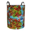 Sacs à linge Floral rétro bleu panier circulaire panier de rangement robuste et durable salons jouets