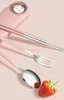 Spoons Children's Portable Tableware Fork Spoon Chopsticks Set Stainless Steel Storage Box