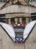 Kobiety stroju kąpielowego 2022 Seksowne bandaż Aztec Biquini String Strappy Swimsuit Plaży garnitur kąpielowy Brazylijski bikini J240330