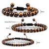 Chain Natural Tiger Eye Stone Bracelet 4 6 8mm Round Bead Weaving Beaded Bracelet and Bracelet Handmade Adjustable Yoga Watch Jewelry Q240401