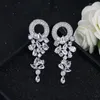 Orecchini pendenti ANGELCZ Da sposa lungo Champagne Color oro Tear Drop Cubic Zirconia Pietra Elegante Donna Party Earing Gioielli AE148