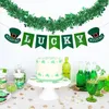 Dekorativa blommor 200 cm Green Garlands Irish Festival Clover Flower Ribbon Lucky Straw Wreath Home Wall Party Party Dekoration Tillbehör