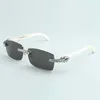 Лидер продаж, высококачественные солнцезащитные очки с бриллиантами, белые дужки из натурального рога буйвола C-3524012-a для унисекс, размер: 56-18-140 мм