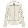 Custom Label Frau Blazer Jacke Winter Damen Echtleder Jacken Motorrad Reißverschlüsse Turndown Mantel Frauen