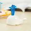 Gafflar 1/2st Creative Whale Fruit Fork Cake Dessert Salad Sticks Picks Cocktail Toothpick Spett Home Party Acceooosries