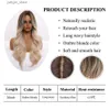 Syntetyczne peruki Easihair Ombre Brown Light Blond Platinum Długie falistą środkową część Perukę Fryzury Cosplay Naturalny ciepło odporna na syntetyczną perukę dla kobiet Y240401