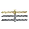 Bracciale con catena cubana europea e americana con diamanti grossi, bracciale girevole con dollaro, collana da uomo e da donna