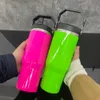 Neon Renkler Süblimasyon Parlak 30oz Tumbler Vakum Yalıtımlı Paslanmaz Çelik Seyahat Kahve Kupası Dökülmeye dayanıklı kapaklı ve sıcak baskı için üst saplı