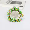 Decorative Flowers 6cm Mini Easter Wreath With Green Leaves Simulation Colorful Berry Garland For 2024 Party Home Table Decor Candle Holder