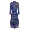 Casual Dresses Glitter Dress Fantasy Magical Mermaid Scales Fashion Sexy V Neck Beach Chiffon Long Sleeve Vestidos