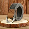 Belts 3.8cm new simple double ring alloy buckle woven canvas cotton mens belt retro leisure decoration mens belt wholesale Q240401