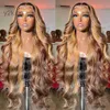 Souligraphie des cheveux humains 13x4 en dentelle de couleur frontale perruques pour femmes 30 pouces Honey Blonde Body Wave Front synthétique 1DFP