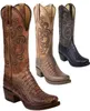 Boots 3 Color Fashion Men Women Retro Progroeded Cowboy Boots Pu Western Square Toe Boots بالإضافة إلى حجم 3448 T2209153493007