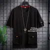 Rozmiar menu rozmiar menu T-shirt z krótkim rękawem kieszonkowy harajuku streetwear luźne druk litera tee moda moda na szczycie ulicy Mężczyzna 240313