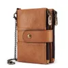 Casual Mens Wallet Coin Wallet RFID Antitheft Cash bag Leather Multi Functional Buckle Zipper Retro Mad Horse Cowhide Card Holder Wallet