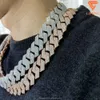 15mm 18mm 20mm Wide 3 صفوف سلسلة Moissanite Cuban 925 Sliver Mossanite Cuban Link Stail Seried Out Out Cuban Link Sylect for Men