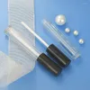 Storage Bottles 50pcs 5ml Round Clear Lipgloss Bottle Refillable Glossy Black Lid Empty Plastic Cosmetic Packaging Lip Gloss Tubes