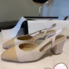 Designers Dress Shoes Slingbacks Sandal Ballet Flats Shoes Women High Heel Sandals Ladies Party Wedding Evening Stiletto Nude Patent Leather Chunky Slipper