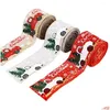 Christmas Decorations 5M 5Cm Wide Wired Ribbonxmas Snowflake Ribbon For Gift Wrap Diy Crafts Year Drop Delivery Dhxdz