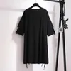 150Kg grande taille femmes été trou ample étudiant t-shirt robe buste 157cm 6XL 7XL 8XL 9XL 10XL manches courtes lettre 240327