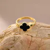 Designer brand High version V Golden Van Lucky Clover Ring Real Gold Electroplated Non fading Female Titanium Steel