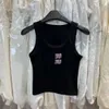 Camiseta sin mangas, camiseta sin mangas de diseñador, top corto de punto para mujer, tops bordados con letras, jersey, chaleco, camiseta de moda para mujer, honda, ropa de mujer de lujo