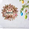 Decorative Flowers DIY Happy Easter Wood Slices Hanging Pendant Outdoor Door Wooden Plaque Sign Decorations Wreath Decor