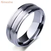 Sieraden Newshe Wolfraamcarbide Ringen voor Mannen Groef Ring 8mm Mens Wedding Band Charm Sieraden Gift Maat 813 Trx061